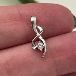 Natural Diamond & 10K White Gold Pendant